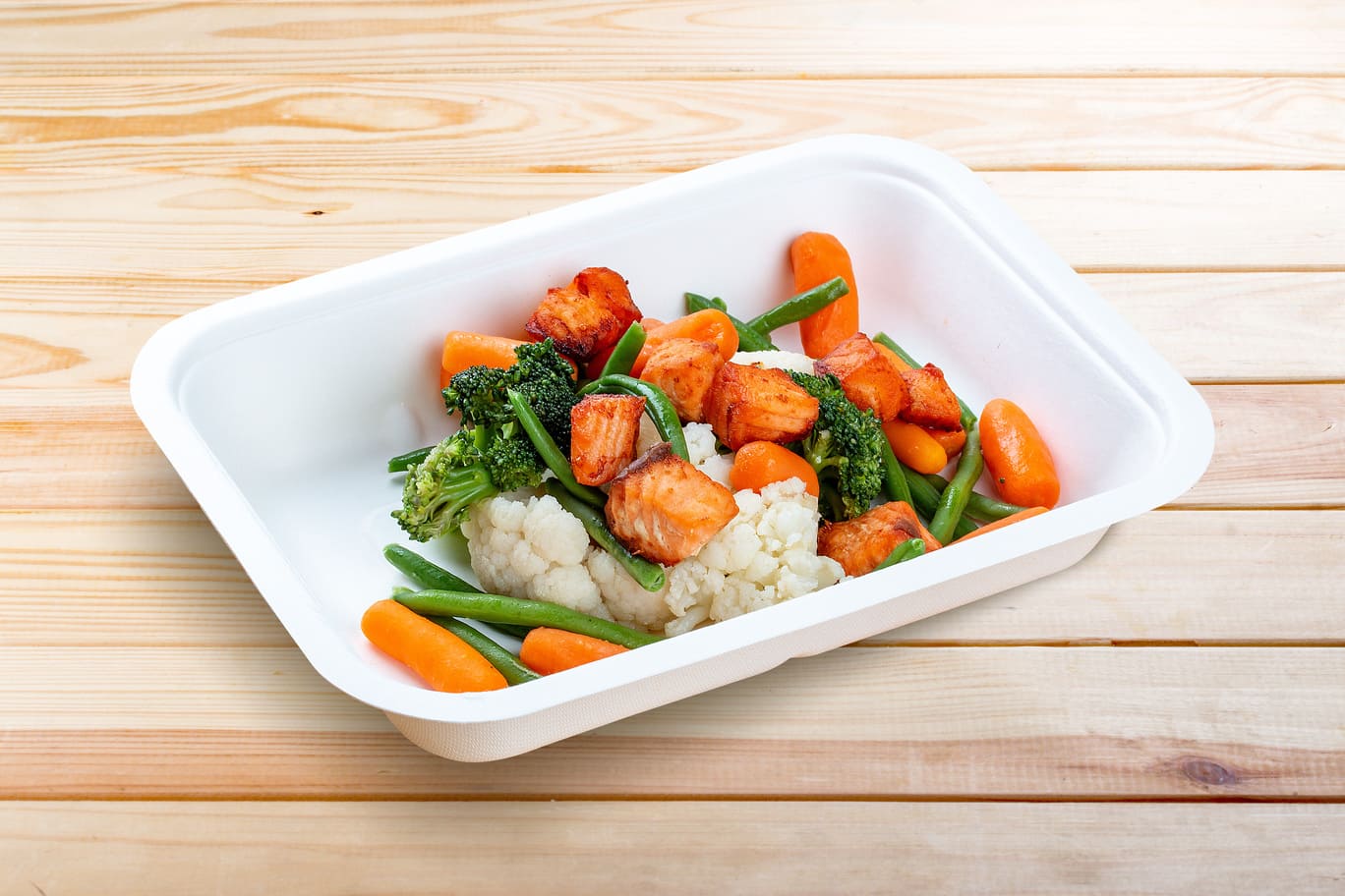 Abendessen Gebackener Lachs mit Gemüse