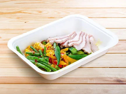 Abendessen Truthahn mit Gemüse