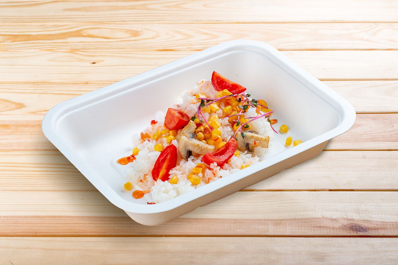 Zweites Mittagessen Risotto mit Pilzen und Mais