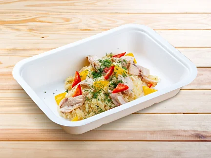 Mittagessen Bulgur mit Truthahn