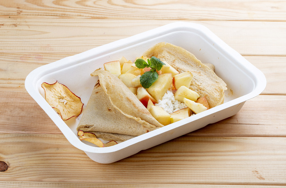 Hafer-Pfannkuchen mit Quark und Apfel