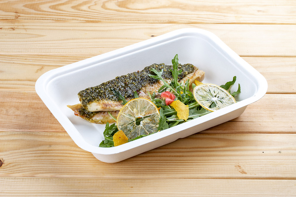 Seehecht mit Pestosauce und grünen Bohnen